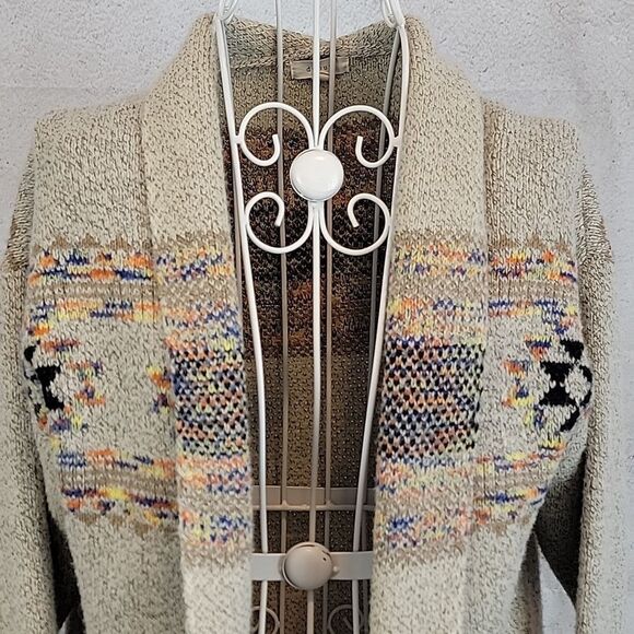 Debut Aztec print cardigan open front - beige Women's Size S/M - Picture 2 of 10